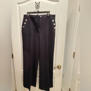 Tommy Hilfiger Navy Wide-Leg Pants with Button Accents